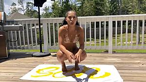 hot girl's massive ass and tits bounce wildly in tight panties during intense sexy workout