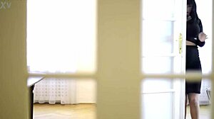 Brunette Slut in Funeral Veil Gags on Cock for Facial Cumshot