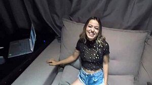 the twin sister of that mini whore from floripa passed the sofa test she sucked fucked and squirted then left to come back