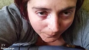 slutty big tit bbw amateur takes massive facial cum blast all over her huge tits