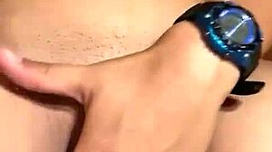 latina teen in mask rides vibrator on bed for homemade fun