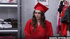 shoplifter selina bends for officer showing off her hidden talents