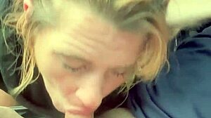 hooker bares ass for public deepthroat blowjob ending in cum swallow