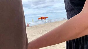 omg people watching but im cumming on her big tits right here on beach!!
