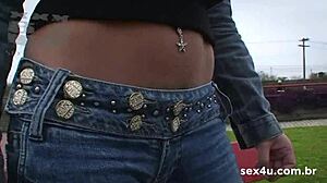 Luana Gaucha accepts cash to strip nude outdoors