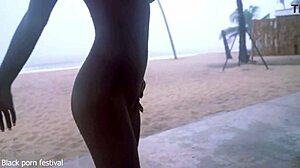 Skinny ebony dances naked rain but craves more touch?