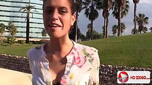 Brunette college bitch spreads legs for monster cock doggystyle creampie gaping