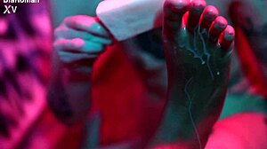 innocent cutie piie drizzles melting popsicle over her soft bare feet and toes teasingly