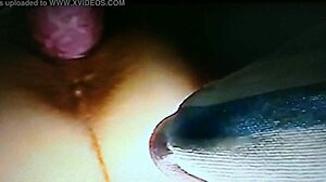 how's blindfolded wife taking rabbit toy fuck deep?