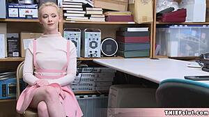 Reverend's Cute Petite Assistant Caught Shoplifting Punished with Rough Tight Pussy Fuck