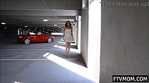 Who's flashing panties upskirt in public heels with this hot milf?