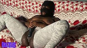 Aqua Ebony Whore Squirts Hard on Homemade Vibrator Toys