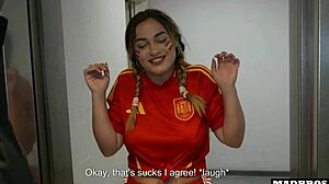 Big Ass Spanish Fan Takes Anal DP in Parking Lot