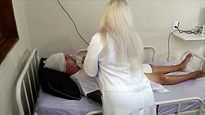 horny blonde milf nurse slut fucks patient ass in hospital outdoor