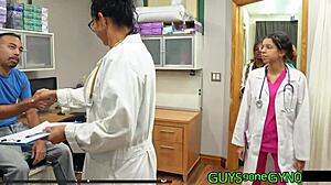 nurse angel ramirez humiliates patient with shaved pussy in latex gloves