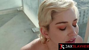 pretty blonde skye blue bounces wildly on giant black cock in rough ride