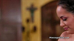 Masseuse's Oily Massive Latina Tits Bounce Hard on Thick Cock