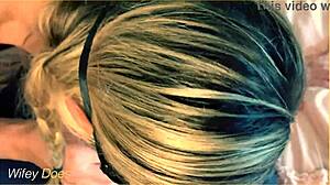 voyeur wife kneels eagerly slurping husband's throbbing long cock