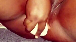 ebony amateur rips clothes for solo dildo pussy play and wet orgasm