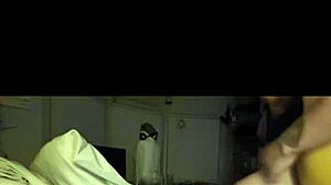 petite brunette teases shaved pussy with dildo in stockings