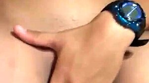 latina teen in mask rides vibrator on bed for homemade fun