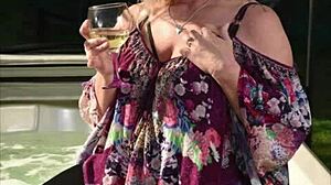 sexy mature in spandex shows off big ass and pantyhose