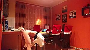 couple's intense kitchen blowjob pussy licking oral action