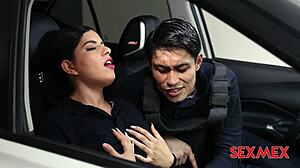 Sexmex horny police babe layla gives sloppy titjob blowjob