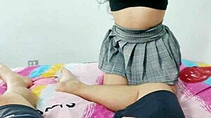 Hot Latina Stepsister in Schoolgirl Skirt Seduces Stepdad for Bed Fuck