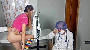 first-time patient gets creampie from horny gyno team in ripped skirt?