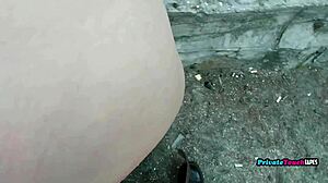 Chubby cosplay russian cums hard outdoors fuck