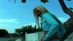 Blonde whore's small tits bounce as big white cock fucks her pussy and face relentlessly