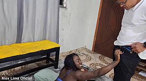 Flaunting wet pussy watching porn begs for hard fucking