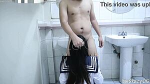 18yo Pinay Fucked Bent Over in Public Restroom Doggystyle Cumshot