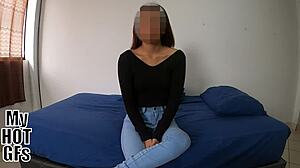 petite latina margarita's tight shaved pussy overflows with creampie after roommate's raw ride