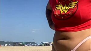 guy gets so turned on by my beach tattoo he flashes his cock and begs to see my big tattooed pussy