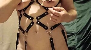 the french housewife maid gets bound in harness, slapped like a whore with magicwand uro play outdoors