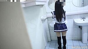 18yo Pinay Fucked Bent Over in Public Restroom Doggystyle Cumshot