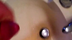 guy strokes big cock to huge cumshot in solo masturbation clip