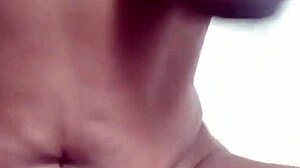 Petite tall skinny Melina impales herself on massive black monster cock