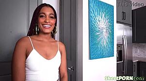 Exotic Ebony Student Face Blasted by Thick Cumshot