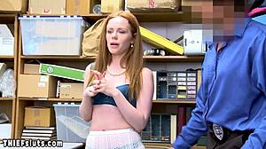 Scared Redhead Thief Ella Hughes Gets Small Tits Ravaged by Burglar Big Cock!