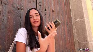 Skinny Mina Moreno's big natural tits bounce in scout cheating fuck 😍🔥