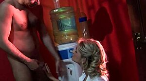 Darina spreads for Paul’s hard fuck then kneels for his golden pee shower