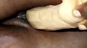up close on this smooth african shaved pussy eating