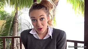 hot ASS GIRLFRIEND rides BIG COCK hard on patio balcony