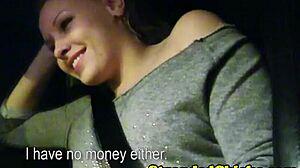 hitching blonde teen grabs driver's hard cock in car