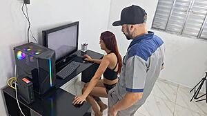 Housewife In Panties Calls Technician For Dirty Talk Fuck And Cum