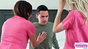 blondes rissa may swap cum after deepthroat group pussy licking orgy