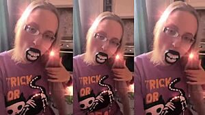 ASMR Blonde with Glasses Brushes Long Hair Using Lollipop